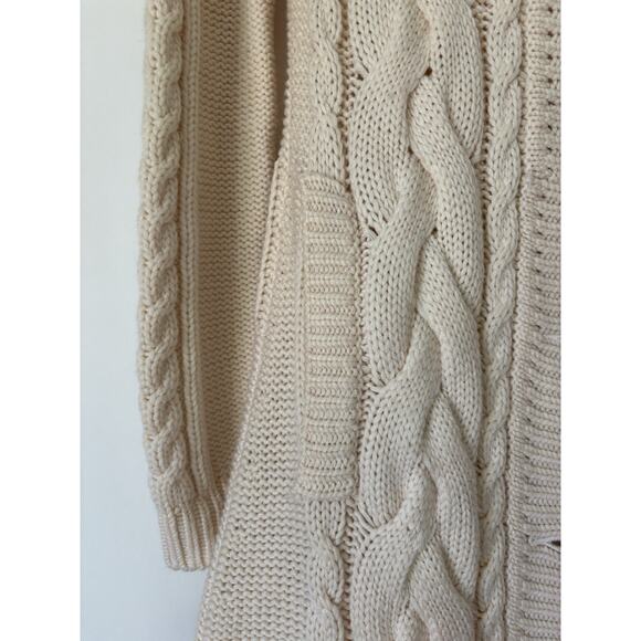 Banana Republic Cardigan Medium Wool Cable Knit Longline Buttons Sweater - Picture 7 of 13